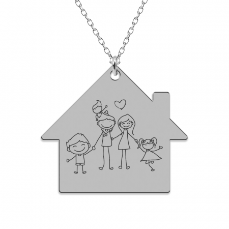 Lantisoare cu text personalizat din argint - Home - Colier personalizat din argint 925 "Family is home"