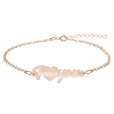 Bijuterii personalizate - I Love You - Bratara personalizata argint 925 placat cu aur roz