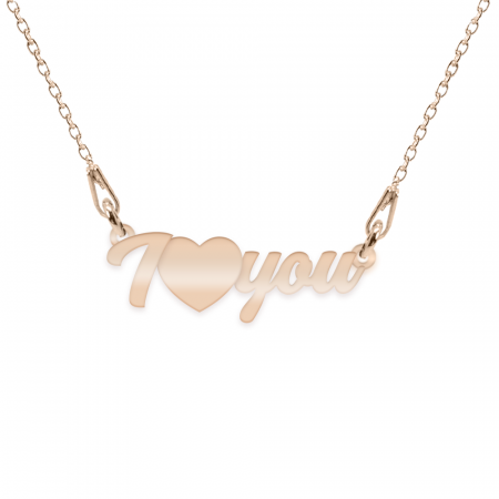 Bijuterii placate cu aur - I Love You - Colier personalizat argint 925 placat cu aur roz