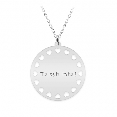Lantisoare si coliere din argint - Illy - Colier personalizat argint 925 banut cu inimioare decupate