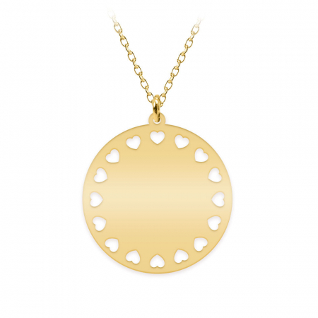 Illy - Colier personalizat argint 925 placat cu aur galben 24K banut cu inimioare decupate [1]