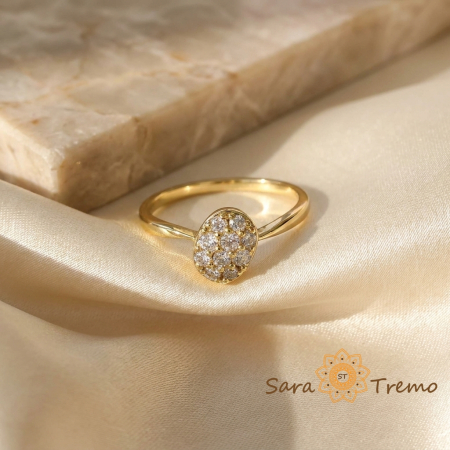 Bijuterii placate cu aur - Inel Aura Cristalina – Inel placat cu 3 straturi de aur 14K, marime 7