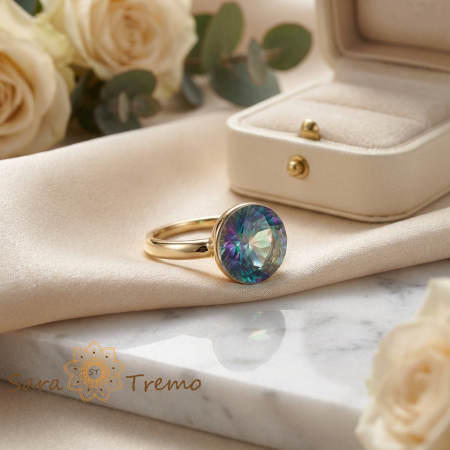 Inel Aurora Mystica – Inel placat cu aur 14K cu cristal multicolor [1]
