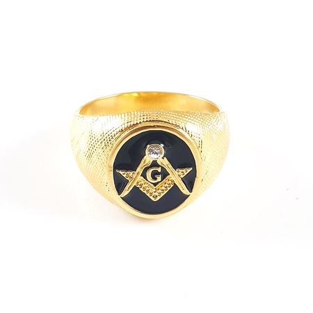 Inel barbatesc placat cu aur in stil masonic El Grande [2]