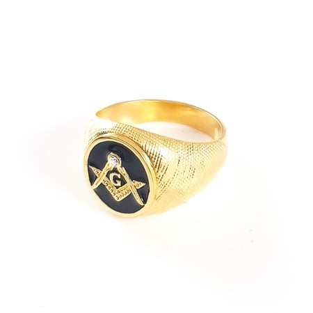 Inele - Inel barbatesc placat cu aur in stil masonic El Grande
