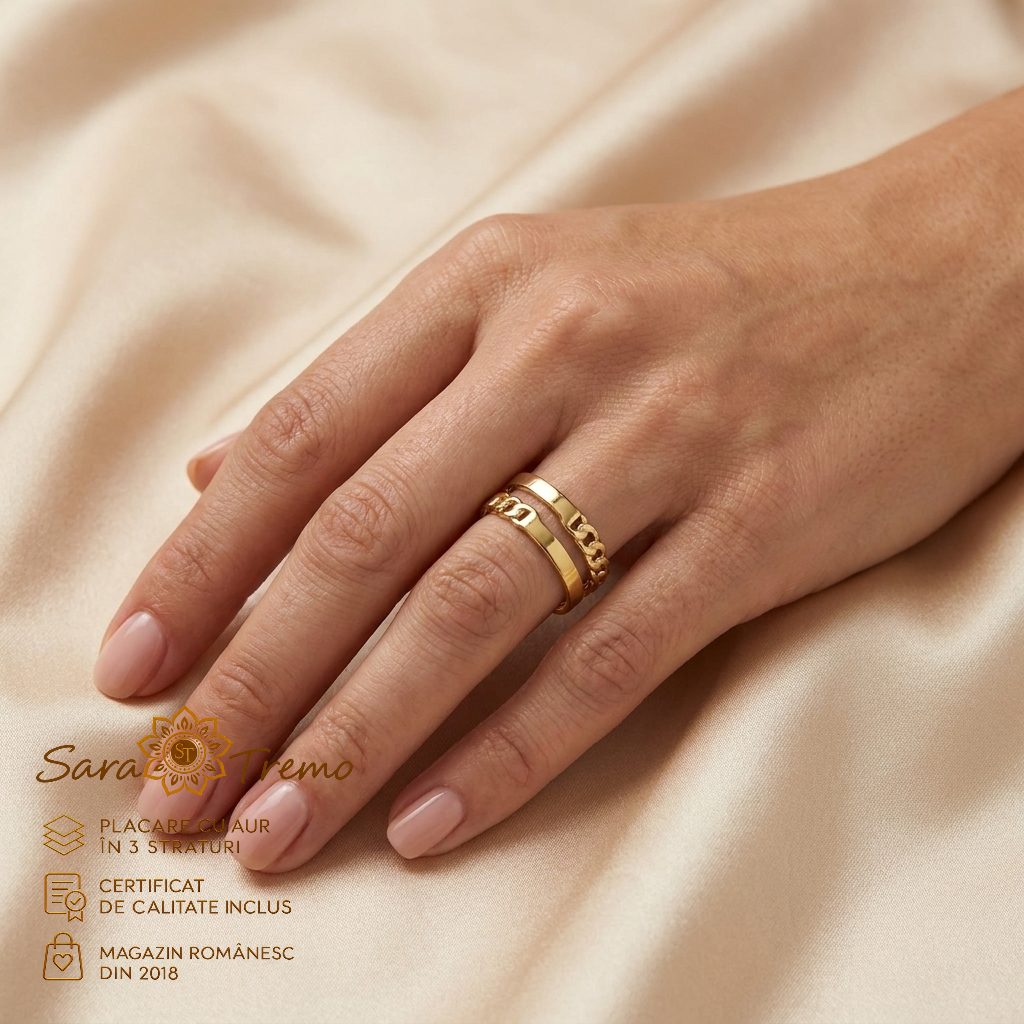 Inel Verigi Aurii 7 mm, model deschis, aur 14K | SaraTremo [1]