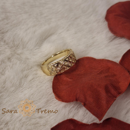 Inel filigranat latime 7 mm - placat 14k [4]