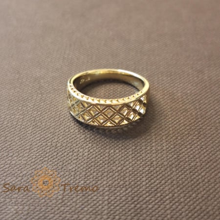 Inele - Inel filigranat latime 7 mm - placat 14k