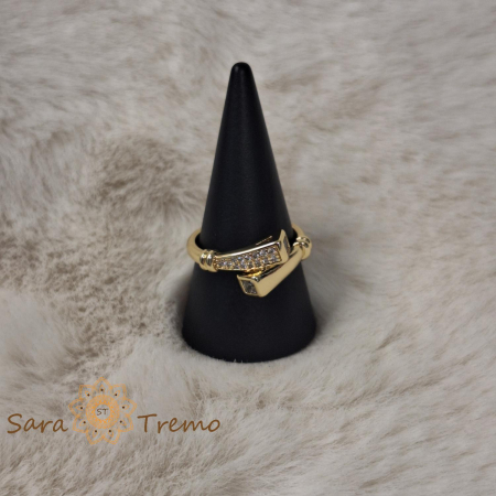 Inel Sigiliul Puterii design regal cu cristale zirconia albe - placat 14k [2]