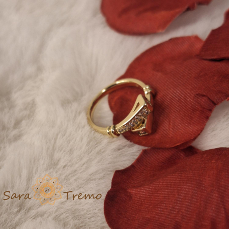 Inel Sigiliul Puterii design regal cu cristale zirconia albe - placat 14k [3]