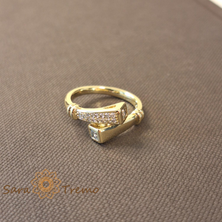 Inel Sigiliul Puterii design regal cu cristale zirconia albe - placat 14k [4]