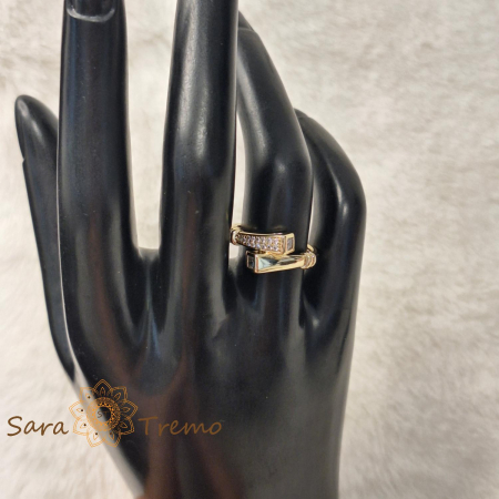 Inel Sigiliul Puterii design regal cu cristale zirconia albe - placat 14k [5]
