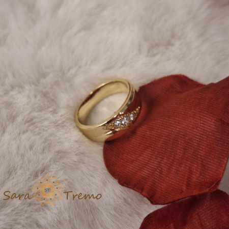 Inel clasic femei placat 14k cu zirconia fin - latime 6mm [5]