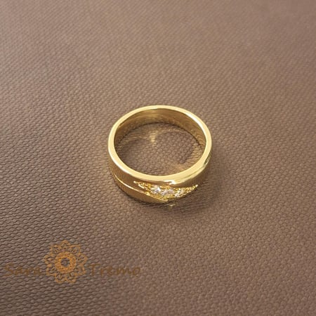 Inele - Inel clasic femei placat 14k cu zirconia fin - latime 6mm