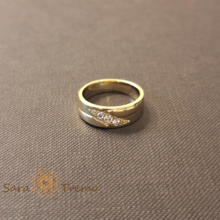 Inel clasic femei placat 14k cu zirconia fin - latime 6mm [1]