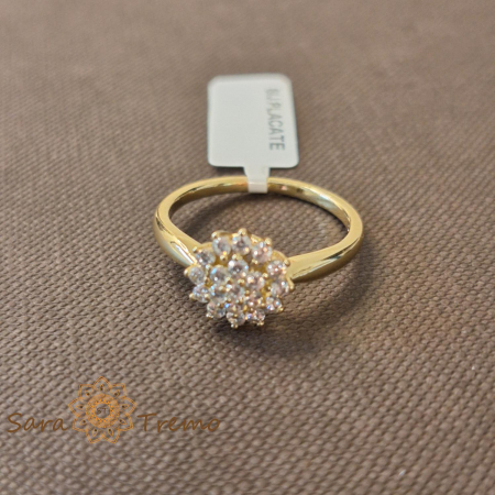Inel floare cu cristale zirconia albe placat 14k - tip logodna [0]
