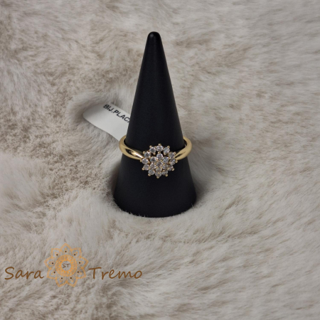 Inel floare cu cristale zirconia albe placat 14k - tip logodna [5]