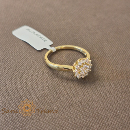 Inel floare cu cristale zirconia albe placat 14k - tip logodna [2]