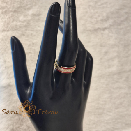 Inel femei placat 14k cu rosu regal si zirconia - latime 6 mm [3]