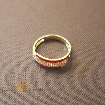 Inel femei placat 14k cu rosu regal si zirconia - latime 6 mm [2]