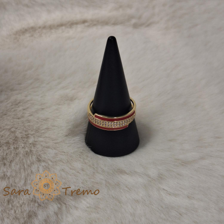 Inel femei placat 14k cu rosu regal si zirconia - latime 6 mm [4]