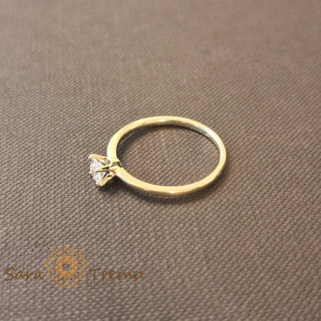 Inel clasic tip logodna cu zirconia alb - placat 14k [1]