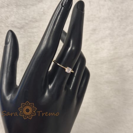 Inel clasic tip logodna cu zirconia alb - placat 14k [2]