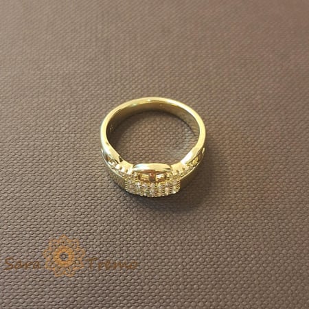 Inel placat 14k cu zirconia model decupat - latime 8 mm [2]