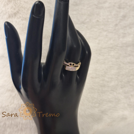 Inel placat 14k cu zirconia model decupat - latime 8 mm [4]