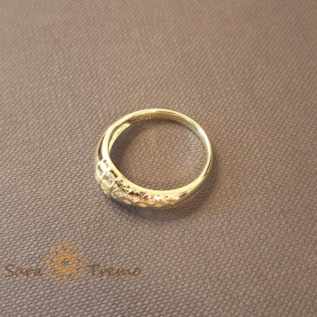 Inel design mixt filigran ghiul delicat placat 14k - latime 5 mm [4]