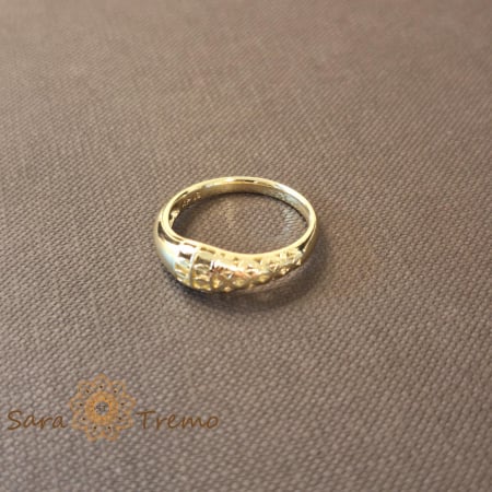 Bijuterii pentru femei - Inel design mixt filigran ghiul delicat placat 14k - latime 5 mm