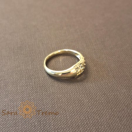 Inel design mixt filigran ghiul delicat placat 14k - latime 5 mm [3]