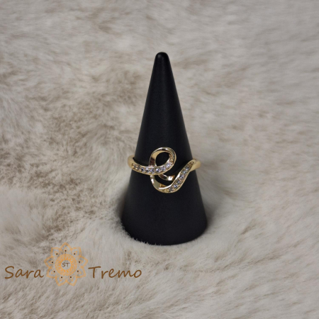 Inel tip sarpe cu cristale zirconia albe - placat 14k [5]