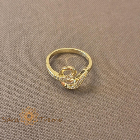 Bijuterii pentru femei - Inel tip sarpe cu cristale zirconia albe - placat 14k