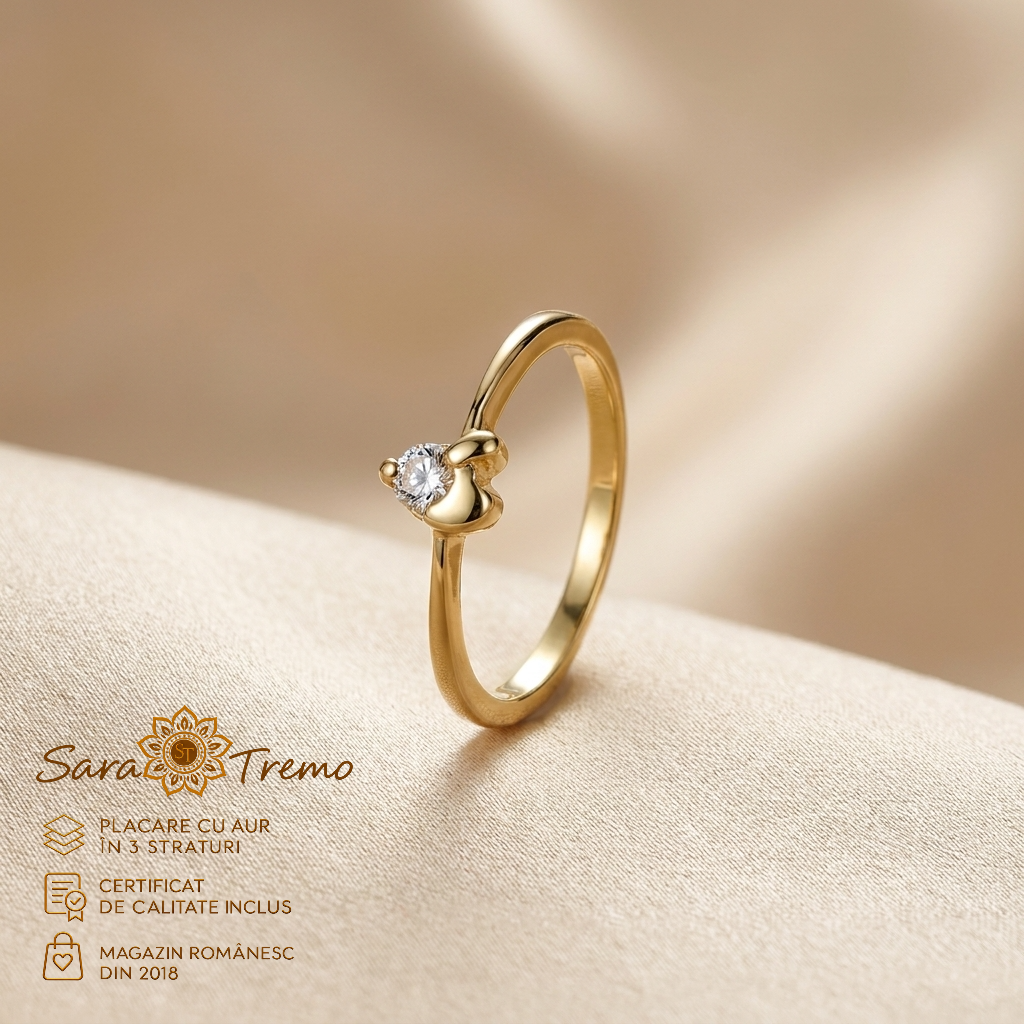 Bijuterii placate cu aur - Inel Floare de Lumină fin cu zirconia, aur 14K | SaraTremo
