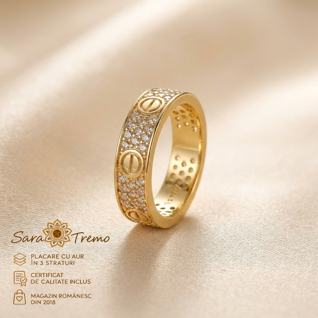 Inele - Inel Cercuri de Lumină 5 mm cu zirconia, aur 14K | SaraTremo