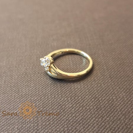 Inel floare cu 3 cristale zirconia albe - placat 14k [3]