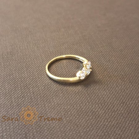 Inel floare cu 3 cristale zirconia albe - placat 14k [2]