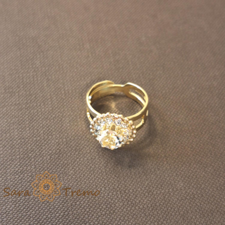 Inel reglabil floare cu cristal chihlimbar placat 18k - origine Brazilia [1]