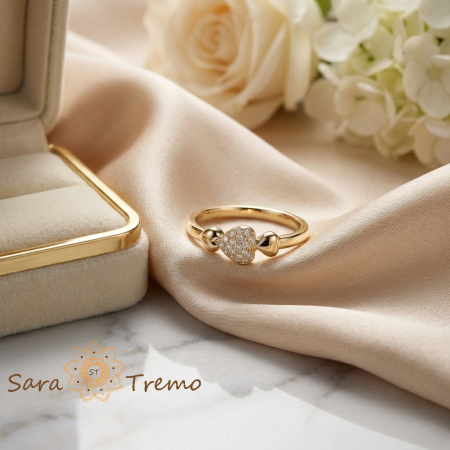 Inel Inima Delicata – Inel placat cu aur 14K cu zirconia albe [1]