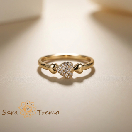 Inele - Inel Inima Delicata – Inel placat cu aur 14K cu zirconia albe