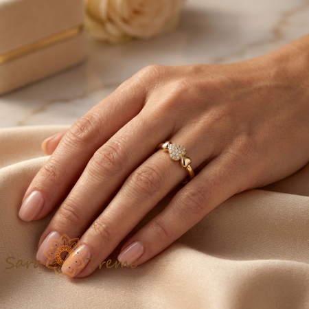 Inel Inima Delicata – Inel placat cu aur 14K cu zirconia albe [2]