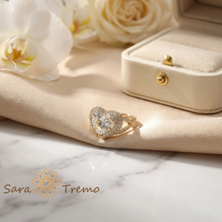 Inel Inima Suprema – Inel placat cu aur 14K cu zirconia albe tip diamant [1]