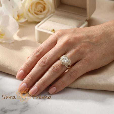 Inel Inima Suprema – Inel placat cu aur 14K cu zirconia albe tip diamant [2]