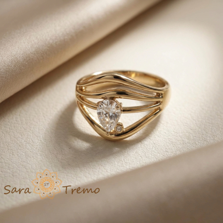 Bijuterii placate cu aur - Inel Lumina Destinului – Inel placat cu aur 14K cu zirconia tip para