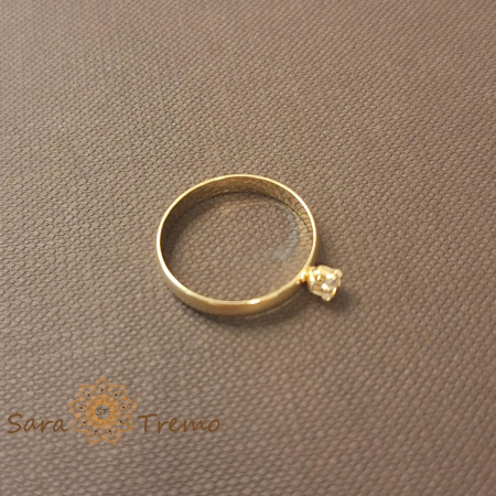 Inel tip logodna cu zirconia fatetat placat 14k - latime 3 mm [1]