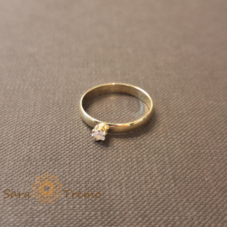 Inel tip logodna cu zirconia fatetat placat 14k - latime 3 mm [2]