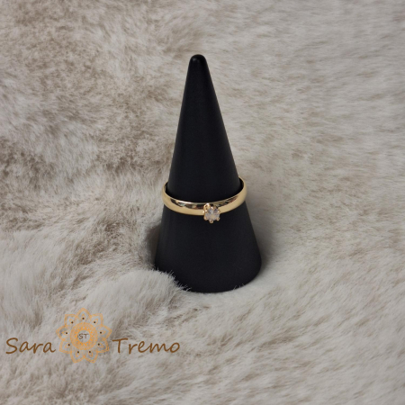 Inel tip logodna cu zirconia fatetat placat 14k - latime 3 mm [4]