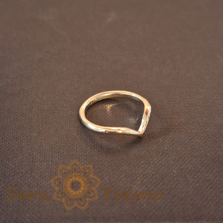 Inele - Inel placat cu aur Gold Princess, model simplu, arcuit ca o coroană de prințesă