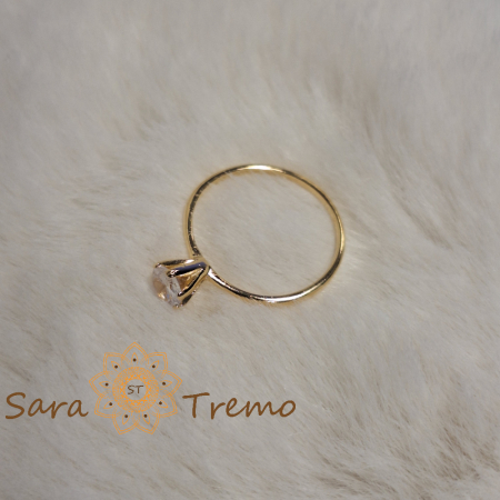 Inel placat cu aur, model fin cu cristal zirconia alb – stil clasic de logodnă [7]
